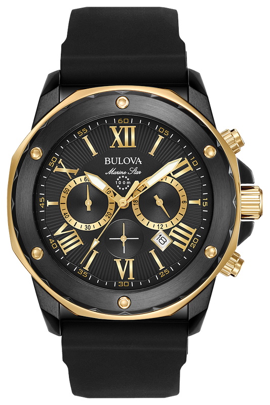 Bulova Marine Star Black & Gold Watch