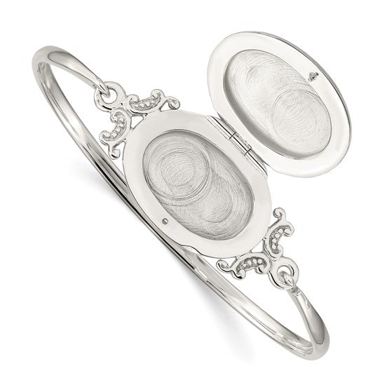 Sterling Silver Oval Locket Bangle