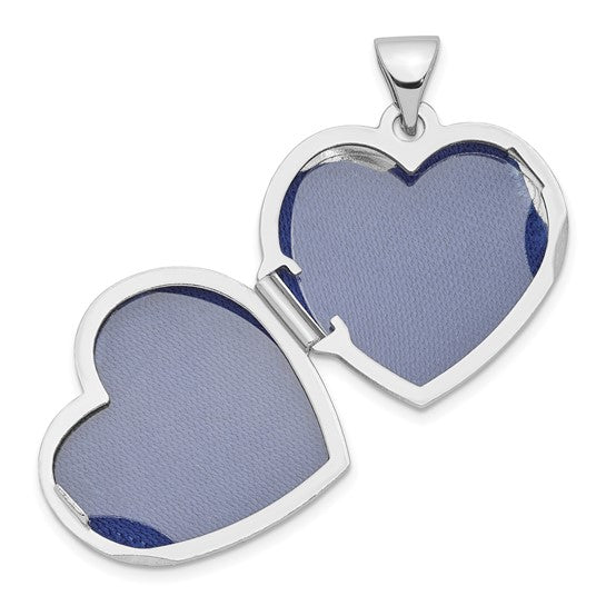 Sterling Silver Rhodium Plated Heart Locket Necklace