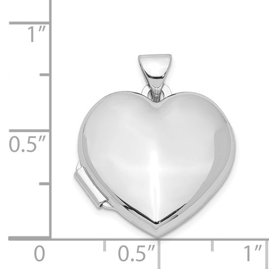 Sterling Silver Rhodium Plated Heart Locket Necklace