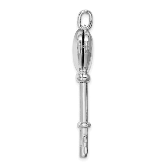 Sterling Silver Rhodium-plated Locket Key Pendant Necklace