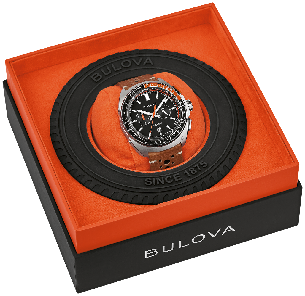 Bulova Racer Chronograph Watch with Brown Leather Strap