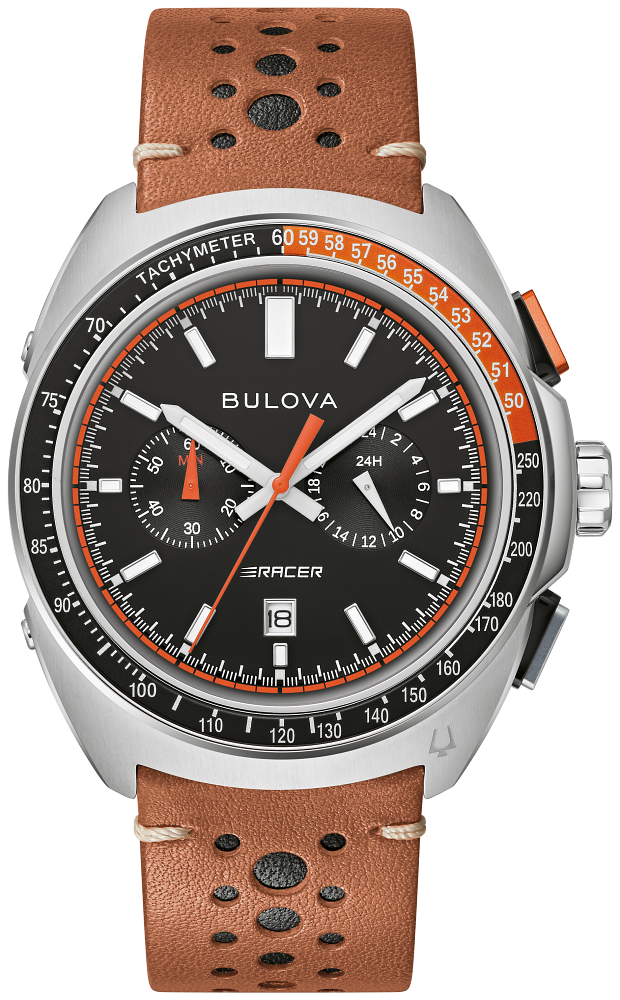 Bulova Racer Chronograph Watch with Brown Leather Strap