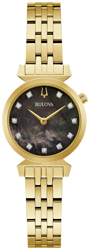 Bulova Ladies Regatta Gold, Diamond & Black Mother of Pearl Watch