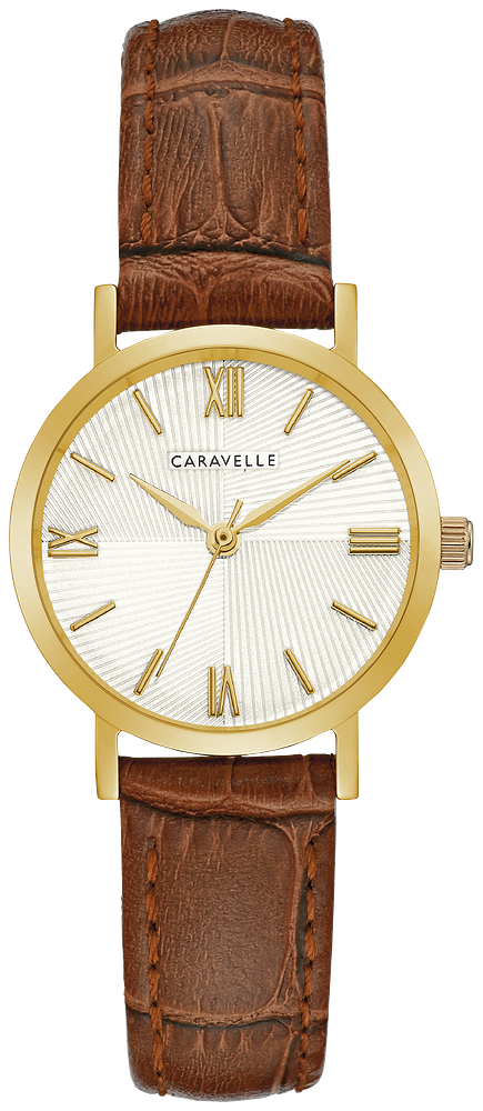 Caravelle by Bulova Ladies Gold & Brown Leather Watch