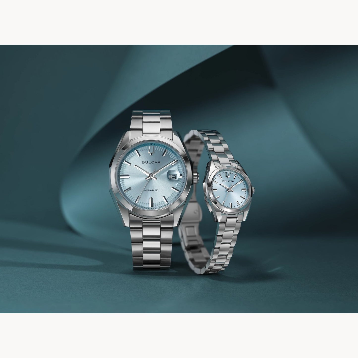 Bulova Ladies Surveyor Silver with Light Blue Dial Watch
