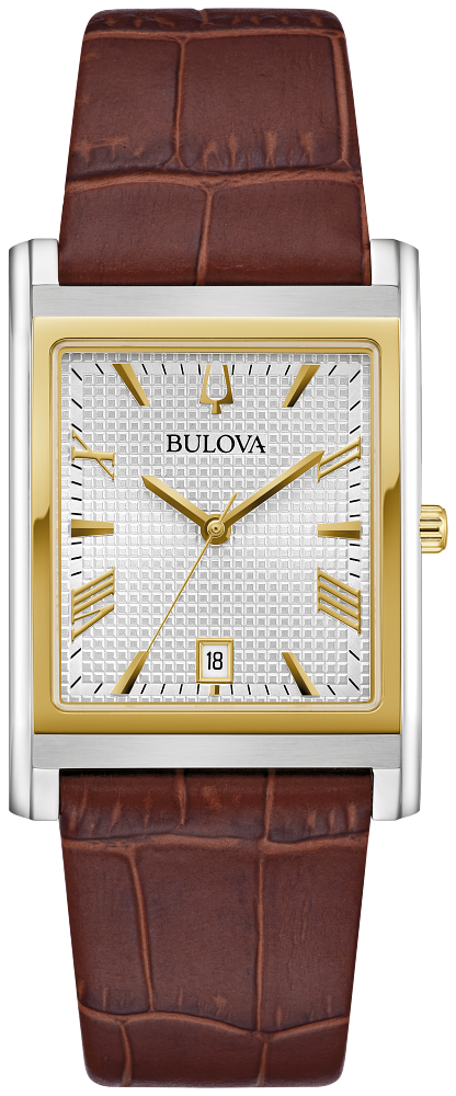 Bulova Sutton Classic Tank Watch with Brown Leather Strap