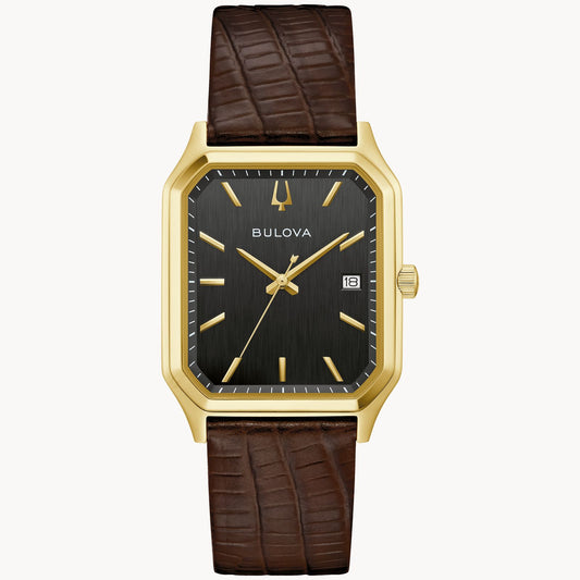 Bulova Black Dial, Gold Case with Brown Leather Strap Tony Bennett "We Are All Here" Watch