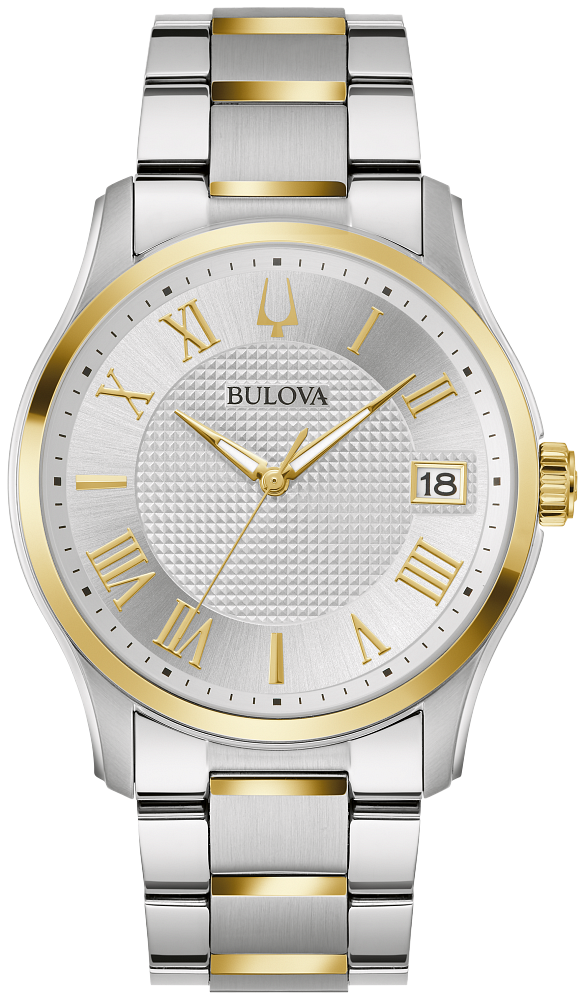 Bulova Wilton Silver & Gold, Hammered Dial Watch