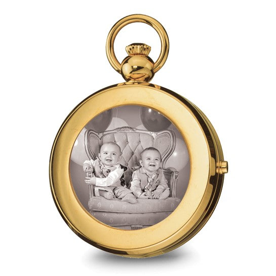 Charles Hubert Gold 2 Photo Locket Mechanical Pocket Watch