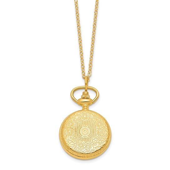 Charles Hubert Gold-finish Scroll Design Watch Pendant Necklace