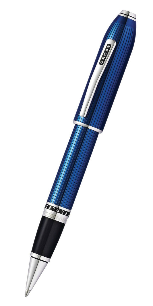 Cross Peerless™ Translucent Quartz Blue Engraved Lacquer Platinum Plated Appointments Rollerball Pen