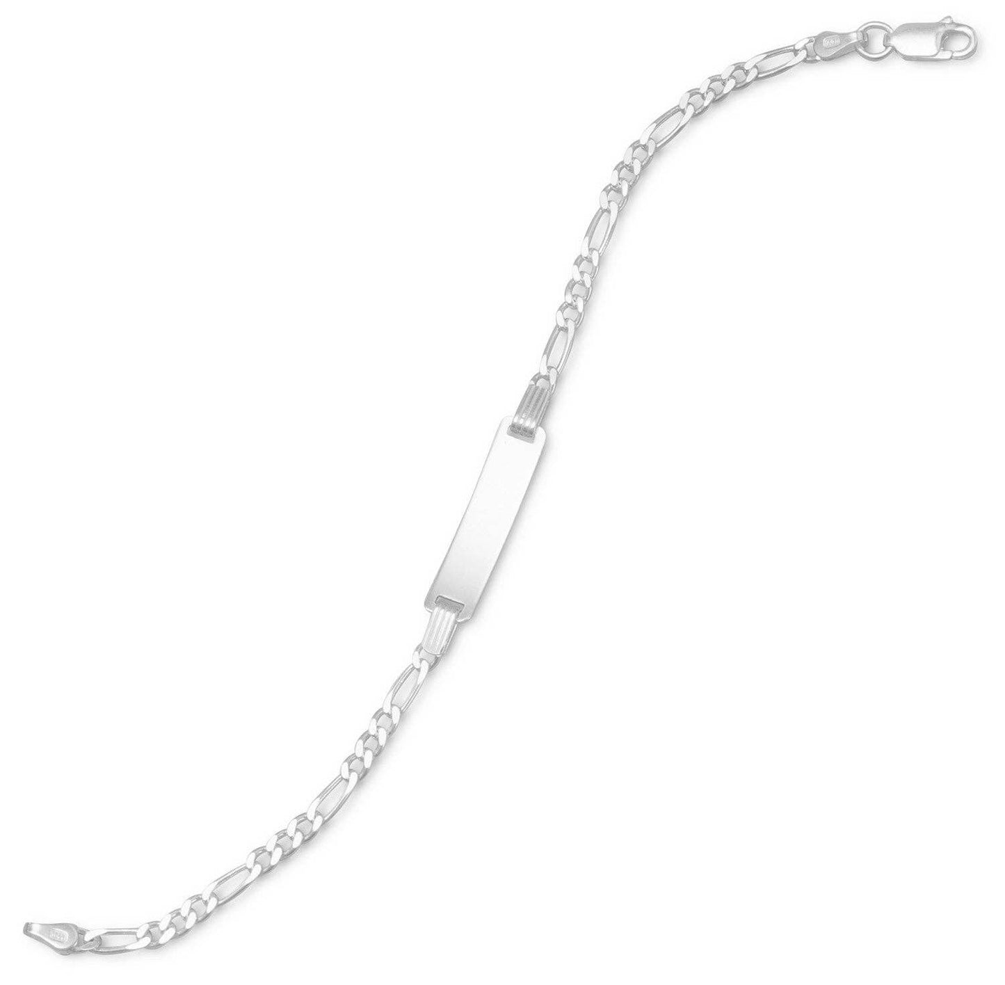 6" Italian Sterling Silver Figaro Chain ID Bracelet