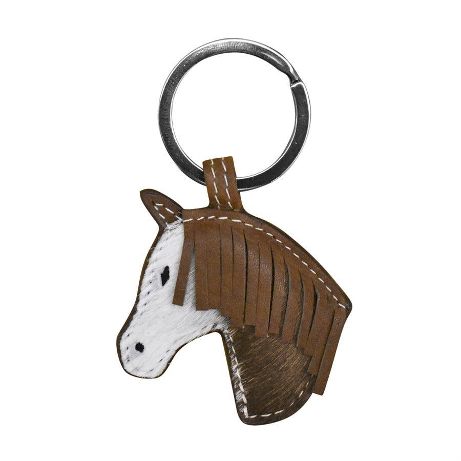 Leather Horse Head Key Fob