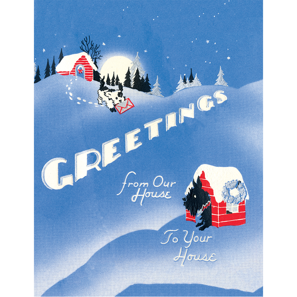 Scotties Greeting Retro Christmas Greeting Card