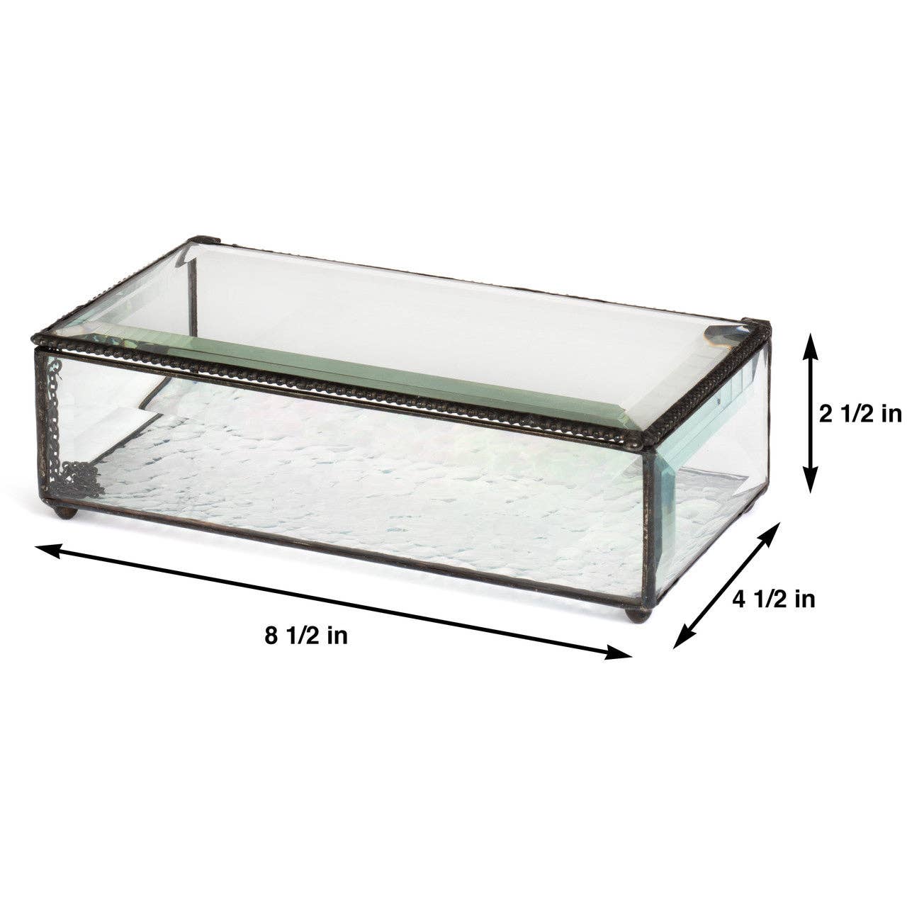 Beveled Glass Keepsake Box with Hinged Lid