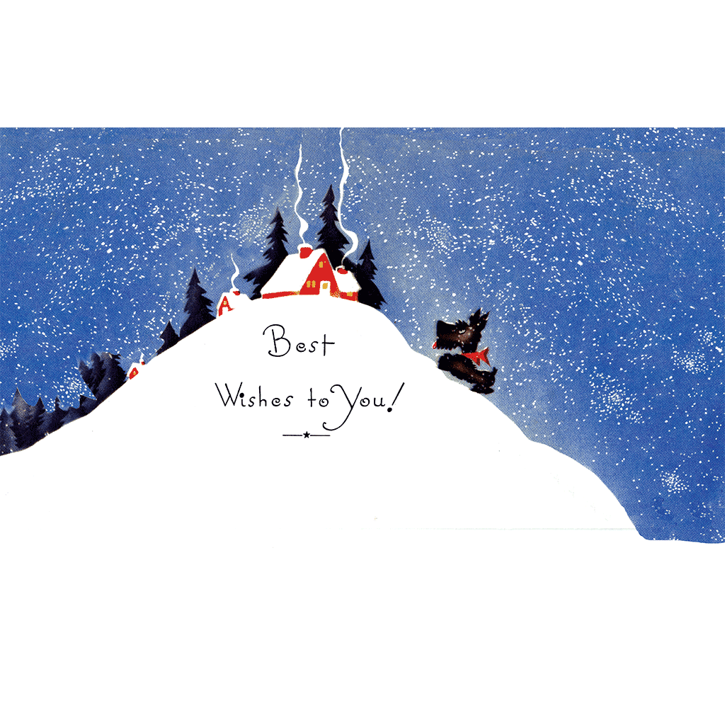 Snowman and Scottie Retro Christmas Greeting Card