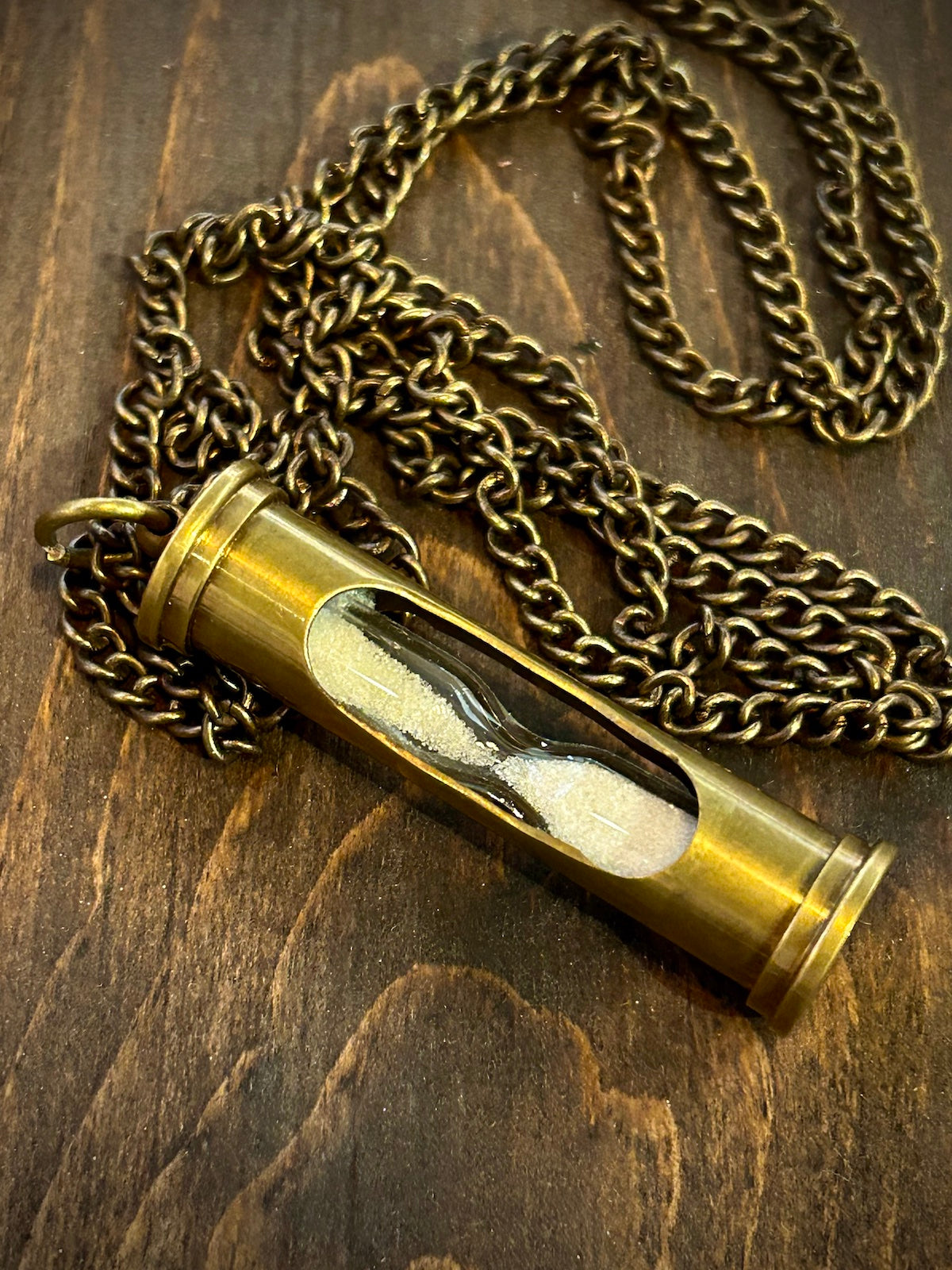 Antiqued Brass Hourglass Necklace