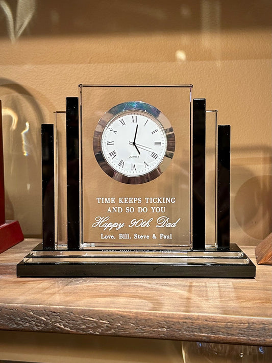 Clear & Black Crystal Art Deco Tower Clock