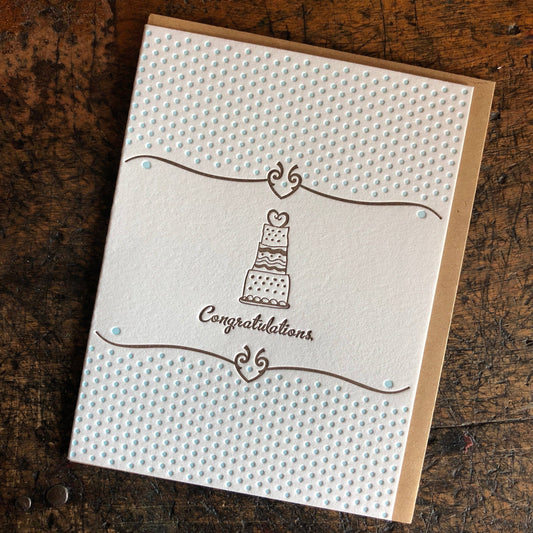 Congratulations Wedding Cake Letterpress Card