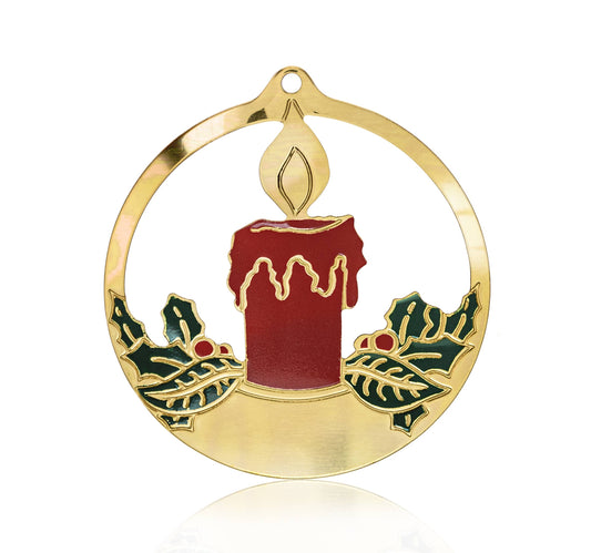 Gold Metal Circle Christmas Candle Ornament