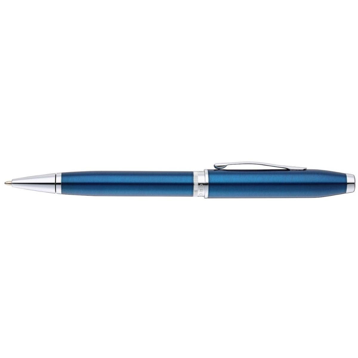 Cross Foundry Glossy Translucent Blue Lacquer with Polished Chrome Appointments Ballpoint Pen