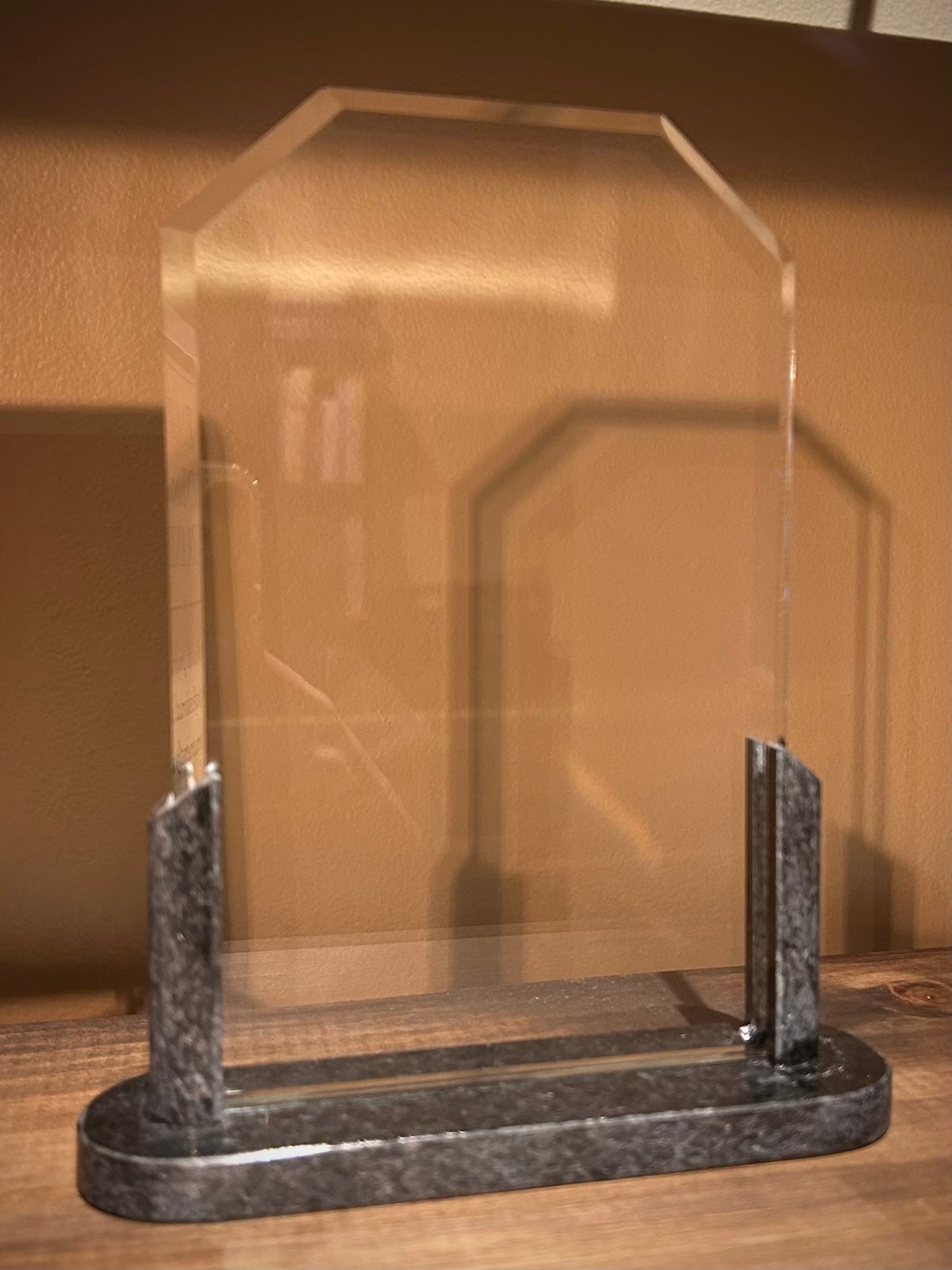 Beveled Glass Award with Black Marble Base