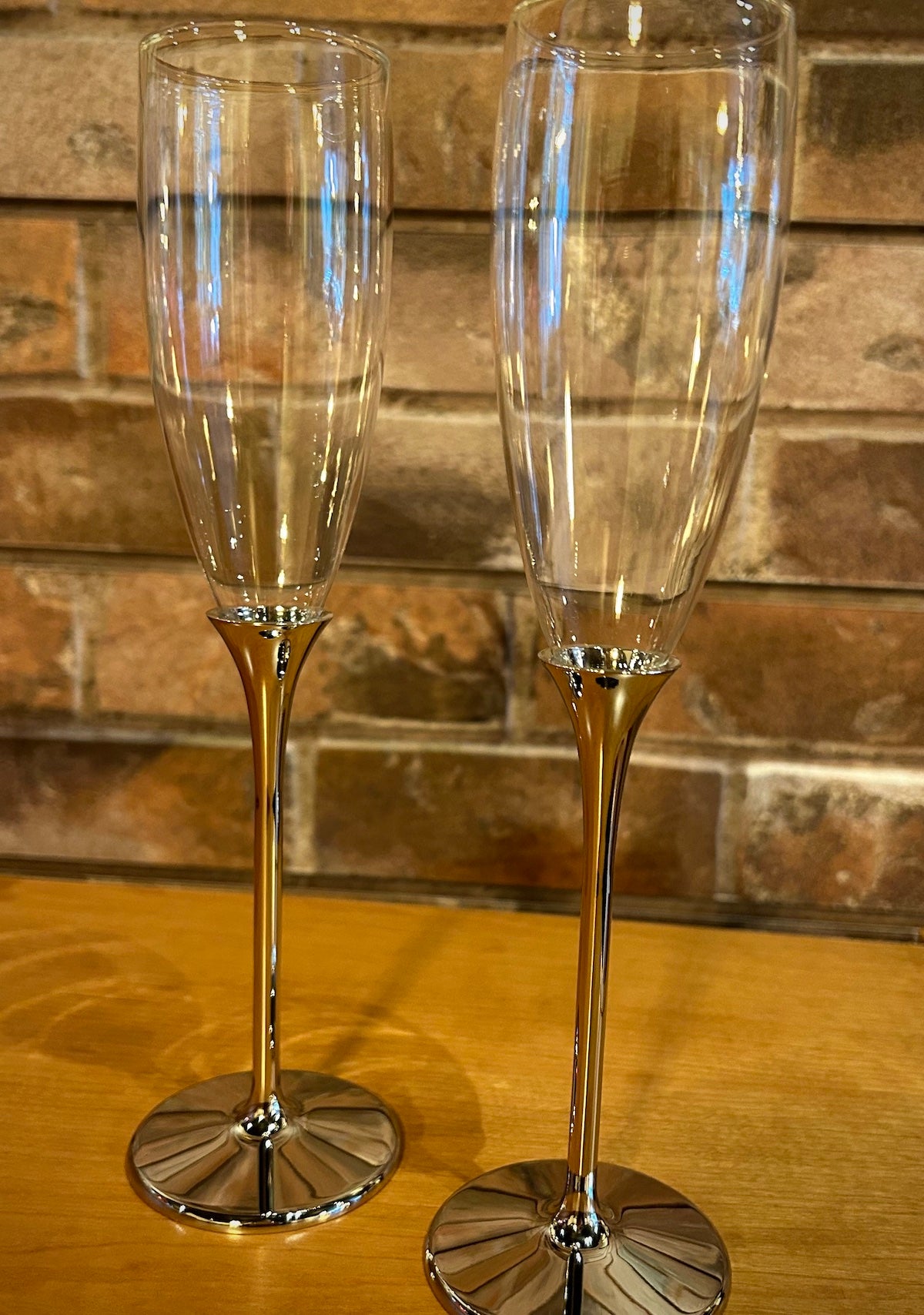 "Boston" Silver Elegant Simple Champagne Toasting Flutes