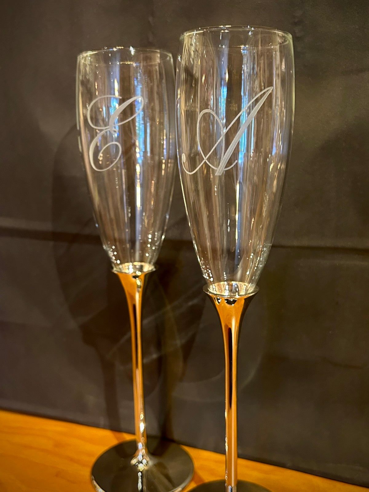 "Boston" Silver Elegant Simple Champagne Toasting Flutes