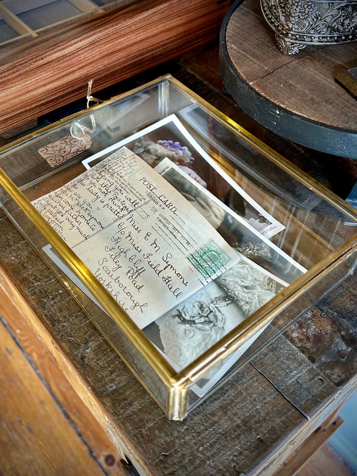 Handmade Antiqued Brass & Glass Keepsake Box