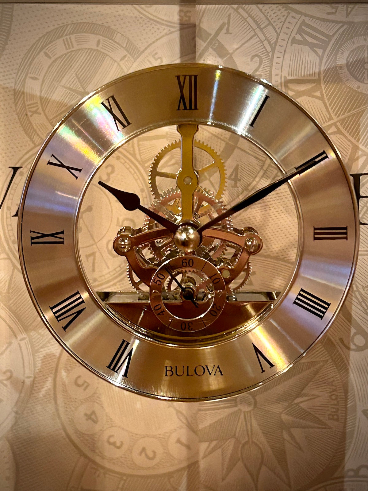 Bulova Cate Silver Skeleton Clock