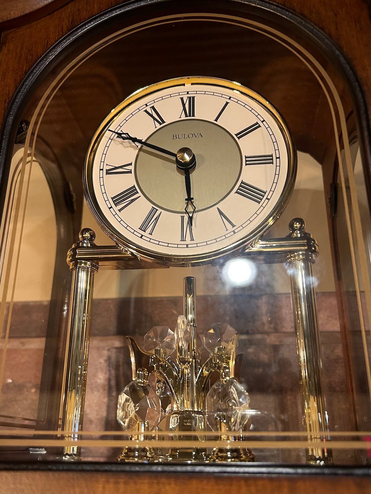 Bulova Durant Old World Chime Revolving Pendulum Wood Clock