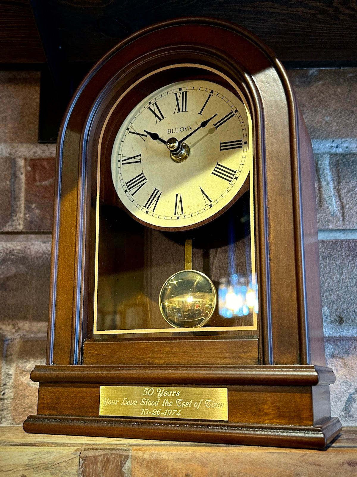 Bulova Hardwick Arch Pendulum Mantel Clock