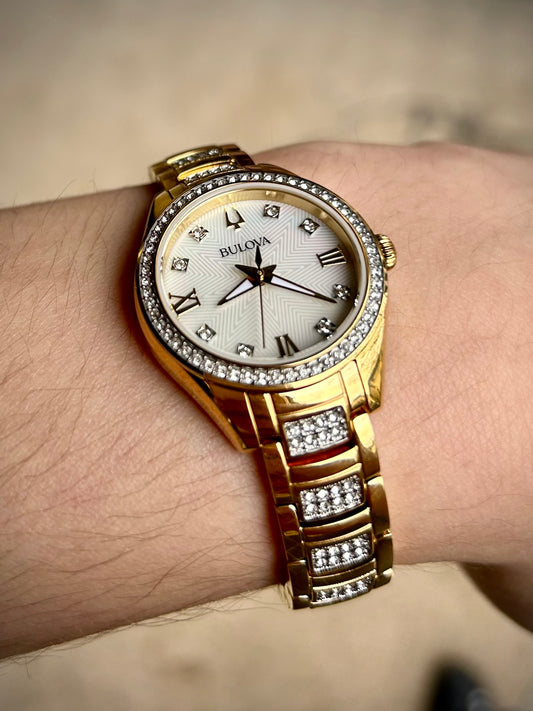 Bulova Ladies Crystal & Gold Watch