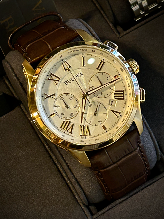 Bulova Wilton Gold & Brown Leather Watch