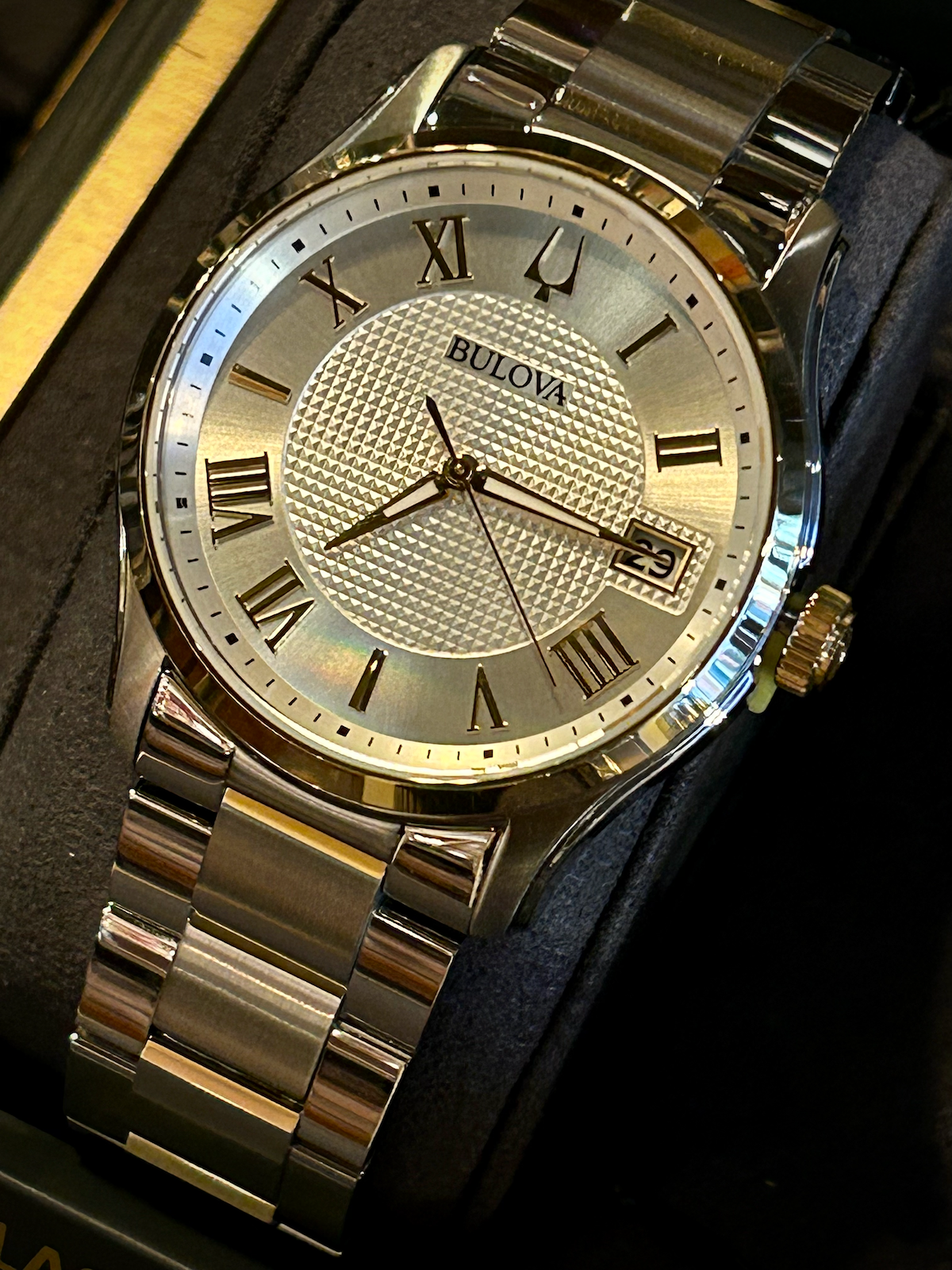 Bulova Wilton Silver & Gold, Hammered Dial Watch