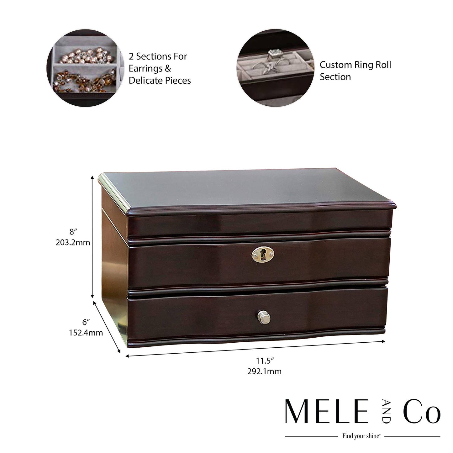 Mele & Co. "Davina" Wooden Jewelry Box