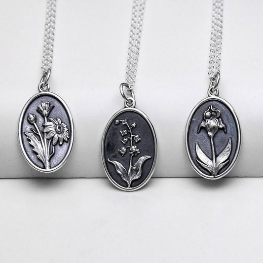 Sterling Silver Birthflower Necklaces