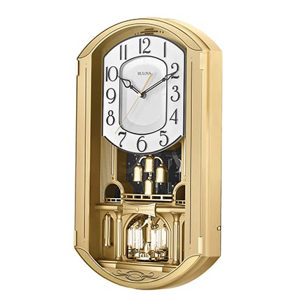 Bulova Golden Music Deco Musical Pendulum Wall Clock