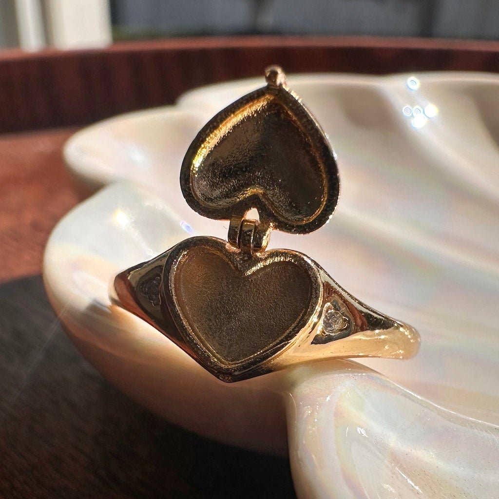 Gold Heart Locket Ring