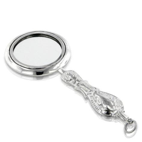 Ornate Victorian Style Sterling Silver Chatelaine Hand Mirror