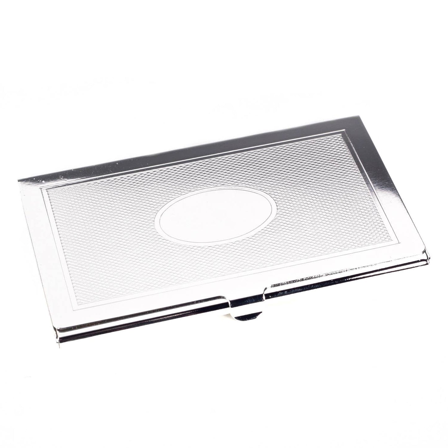 Silver Plated Business Card Case with Oval Design