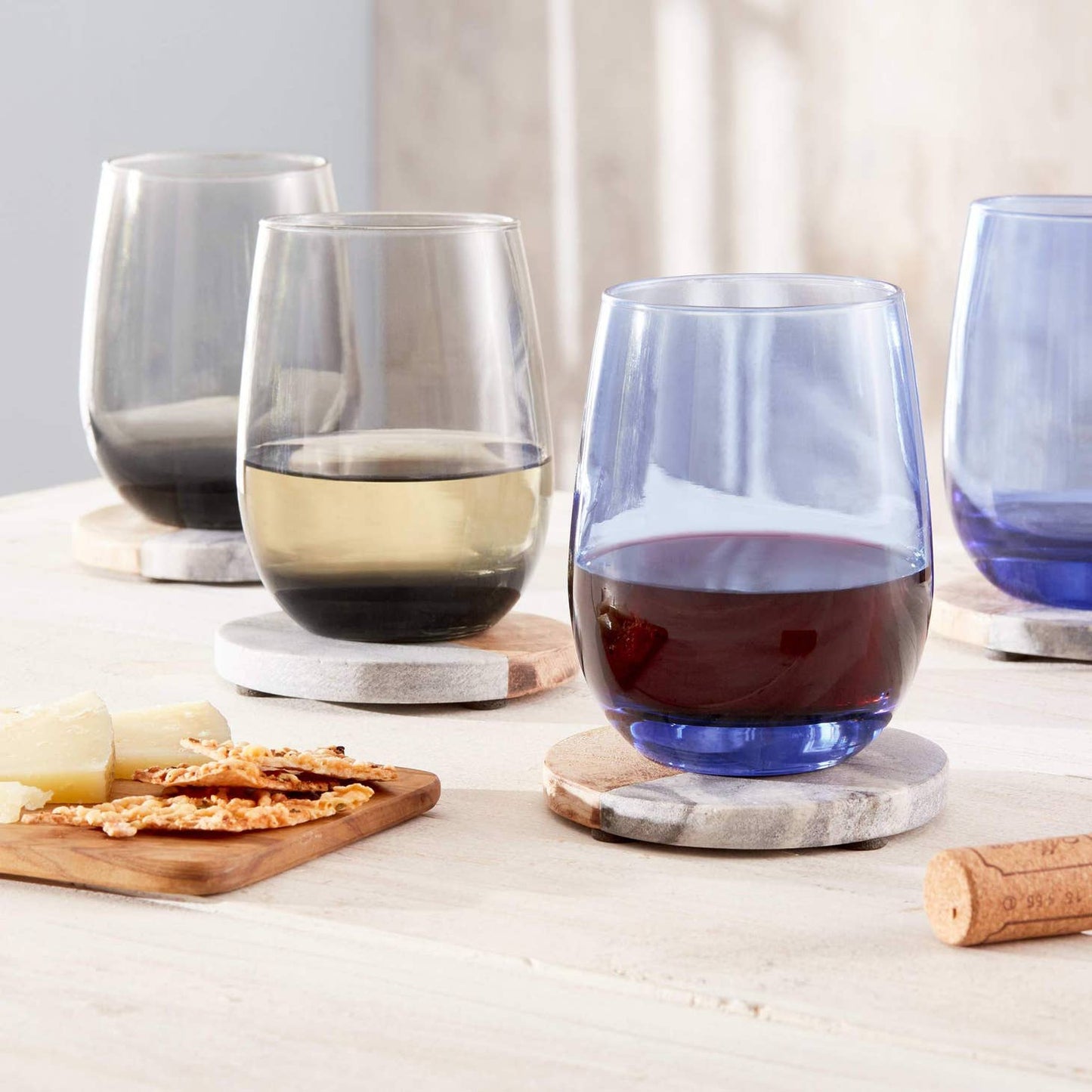 Libbey Classic Blue Stemless Wine Glass 15.25 oz