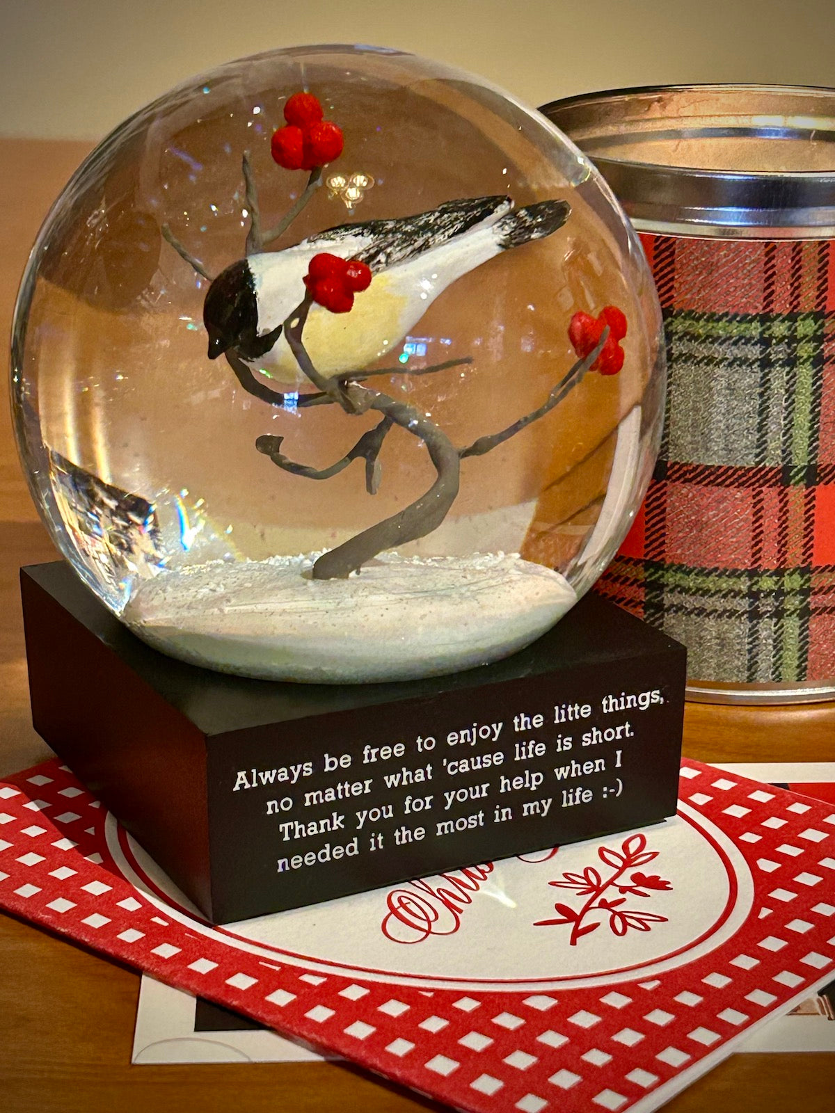 Chickadee Snow Globe