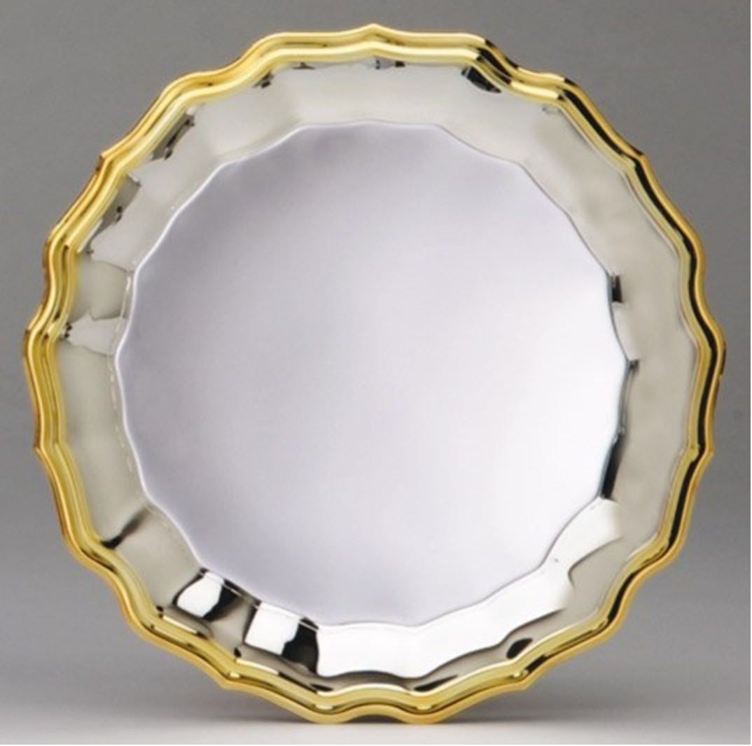 Silver with Gold Border Chippendale Plate