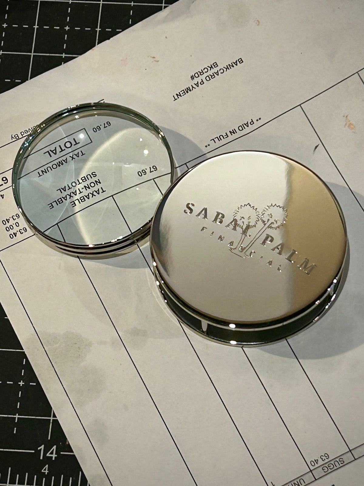 Chrome Plated Paperweight & Fold Out Magnifier