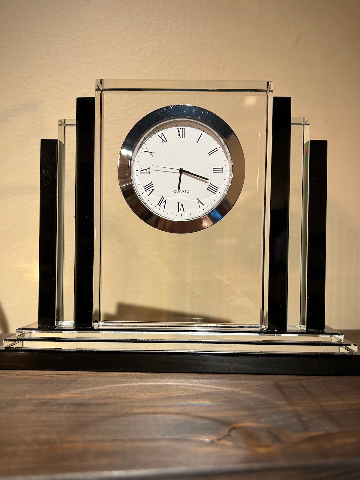 Clear & Black Crystal Deco Tower Clock