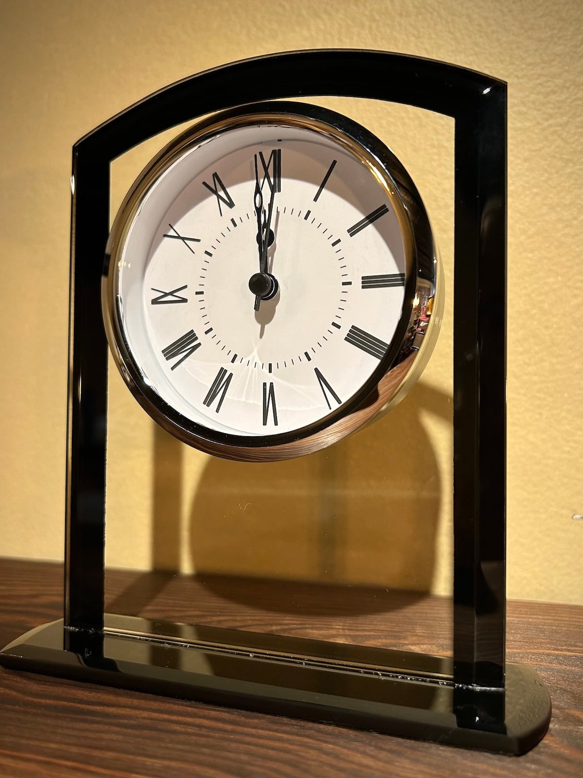 Squared Arch Black Glass Clock