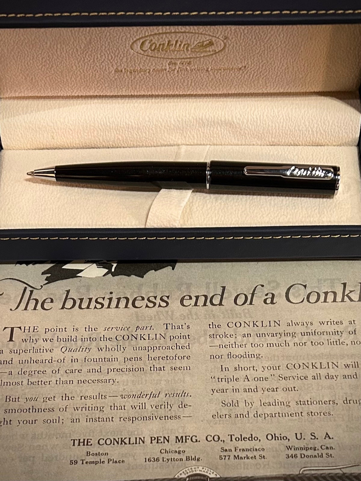 Conklin Coronet™ Black Ballpoint Pen