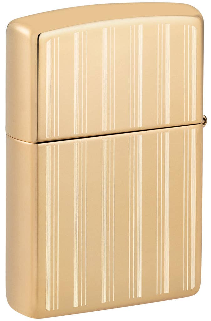 Zippo Classy Zippo Logo Pinstriped Design High Polish Brass Windproof Lighter